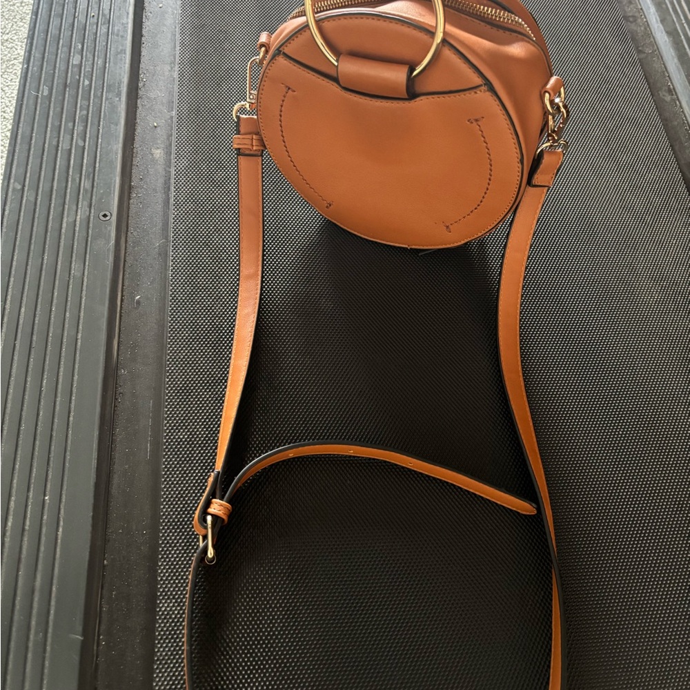 Round Tan Crossbody Bag